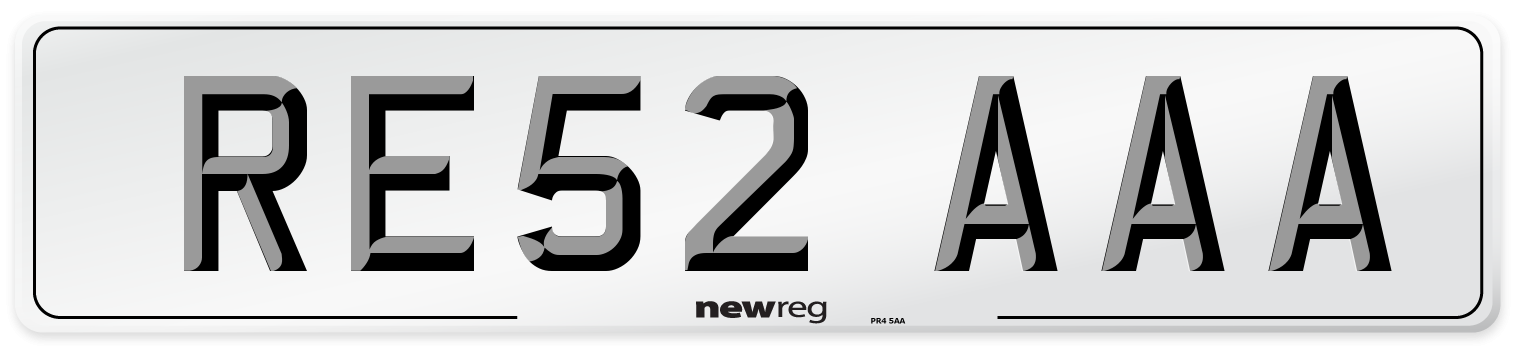RE52 AAA Number Plate from New Reg
